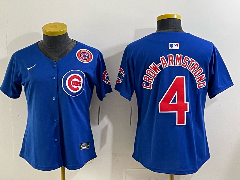 Women Chicago Cubs #4 Crow-Armstrong Blue Nike MLB 2025 Jersey 005